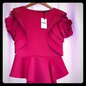 Rose sleeve peplum Top